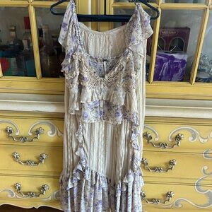 Free People Purple and Cream High Low Dress
